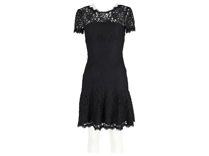 Diane von Furstenberg Minivestido de encaje Fifi en rayón negro 
