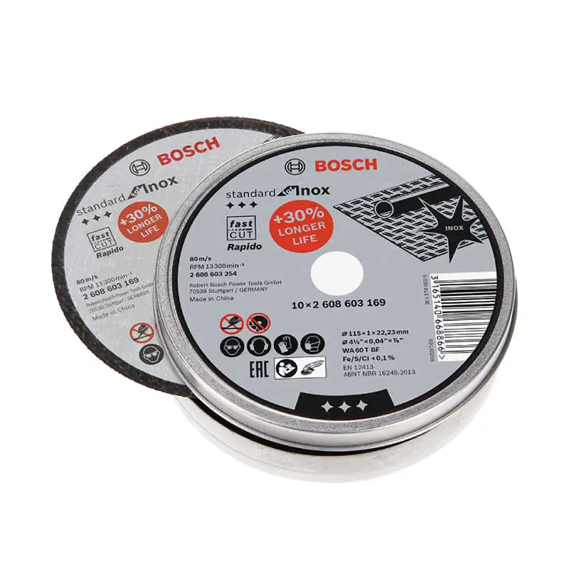 DISCOS PARA CORTE METALES BOSCH 2608603254 41/2 PULG 10PZAS