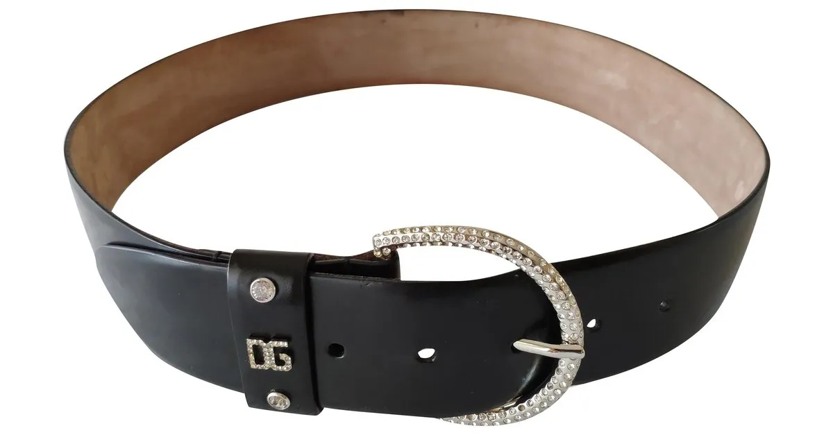 Dolce & Gabbana DOLCE e CINTURÓN DE CUERO GABBANA SWAROVSKI ADORNADO Negro 