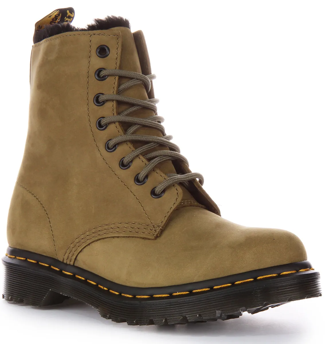 Dr. Martens 1460 Serena Botas de Cuero para Mujer en Verde Oliva.