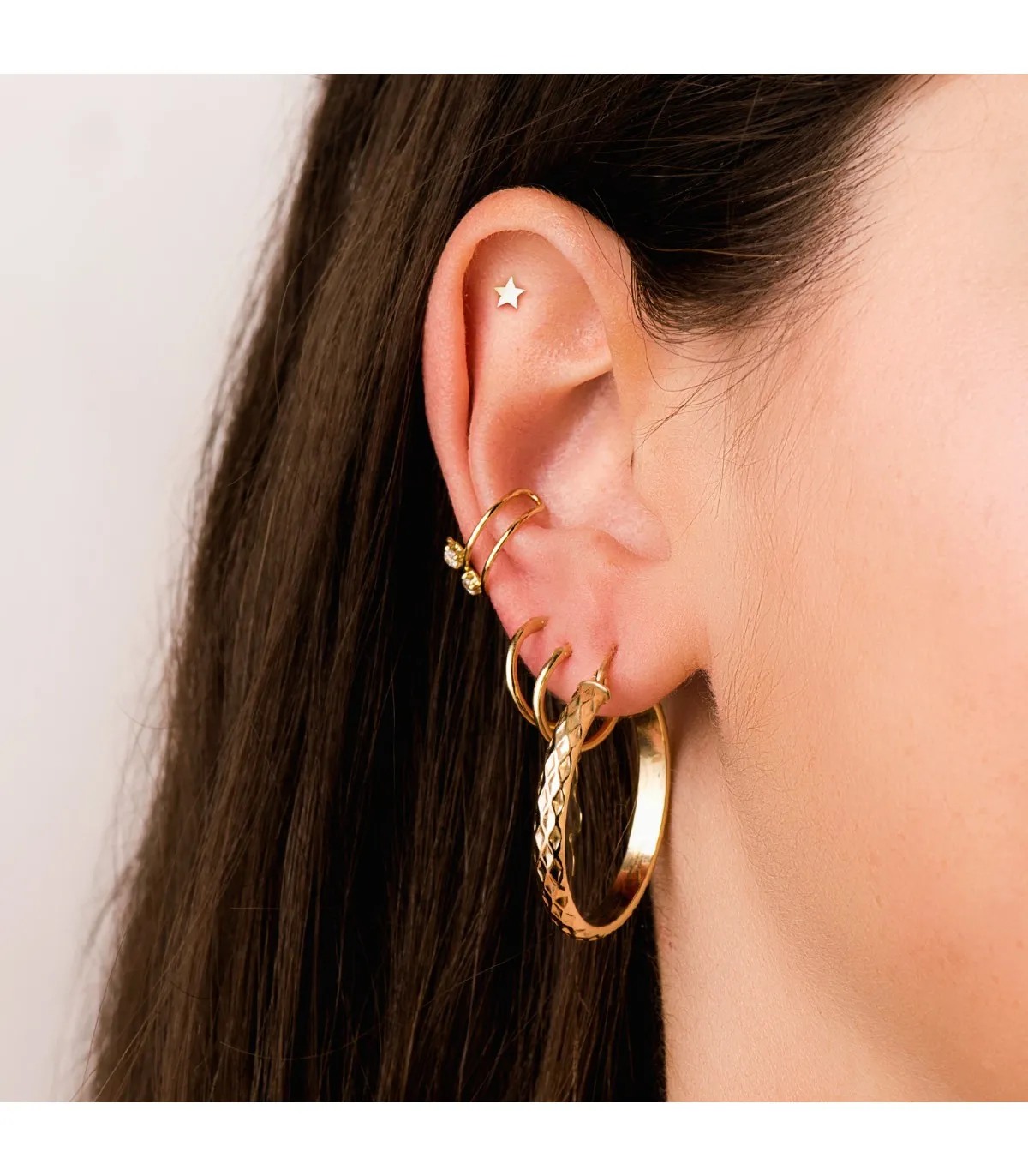 Ear Cuff Oro 18K Sand Zircon