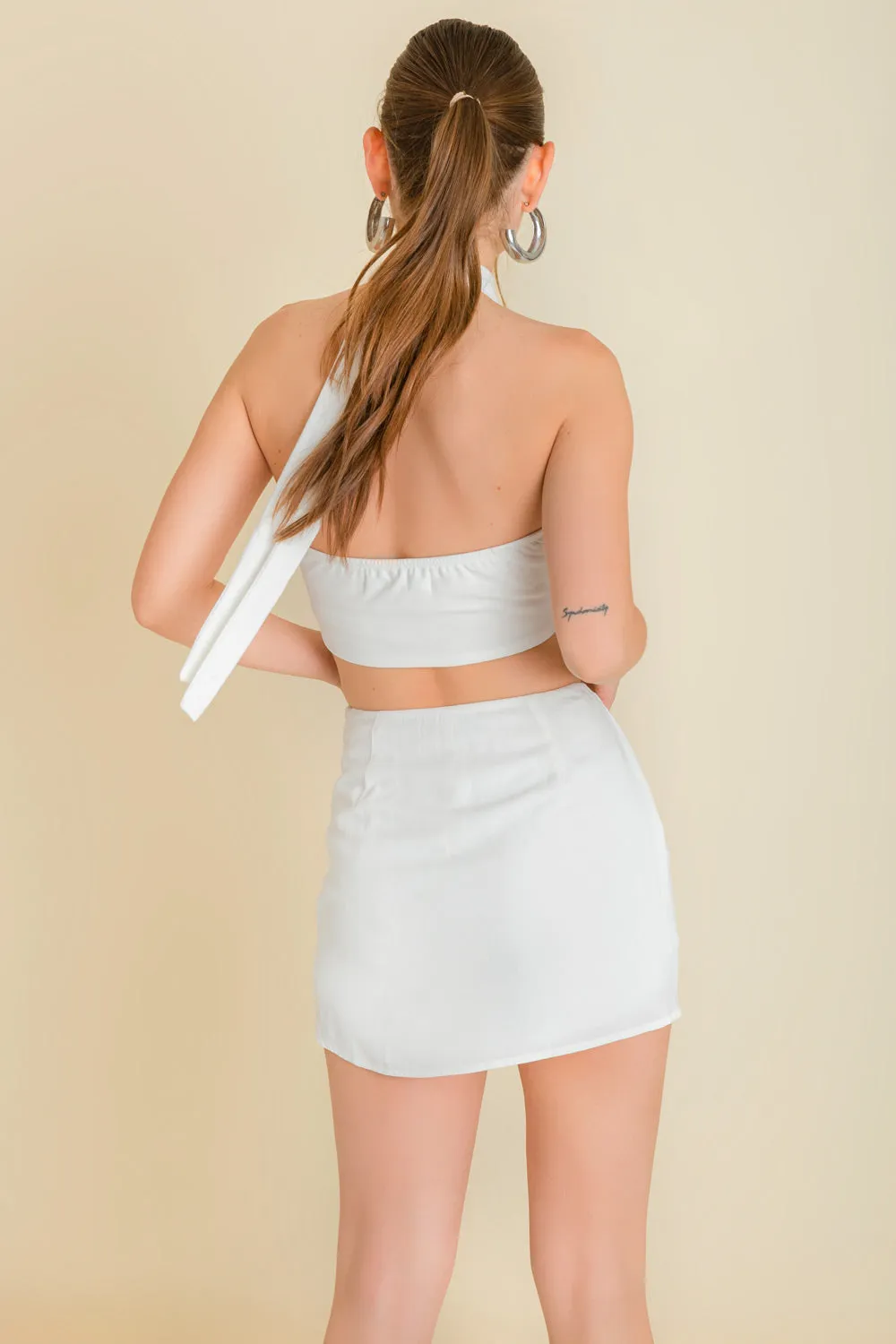 Falda short ajustado fruncido diagonal con jareta