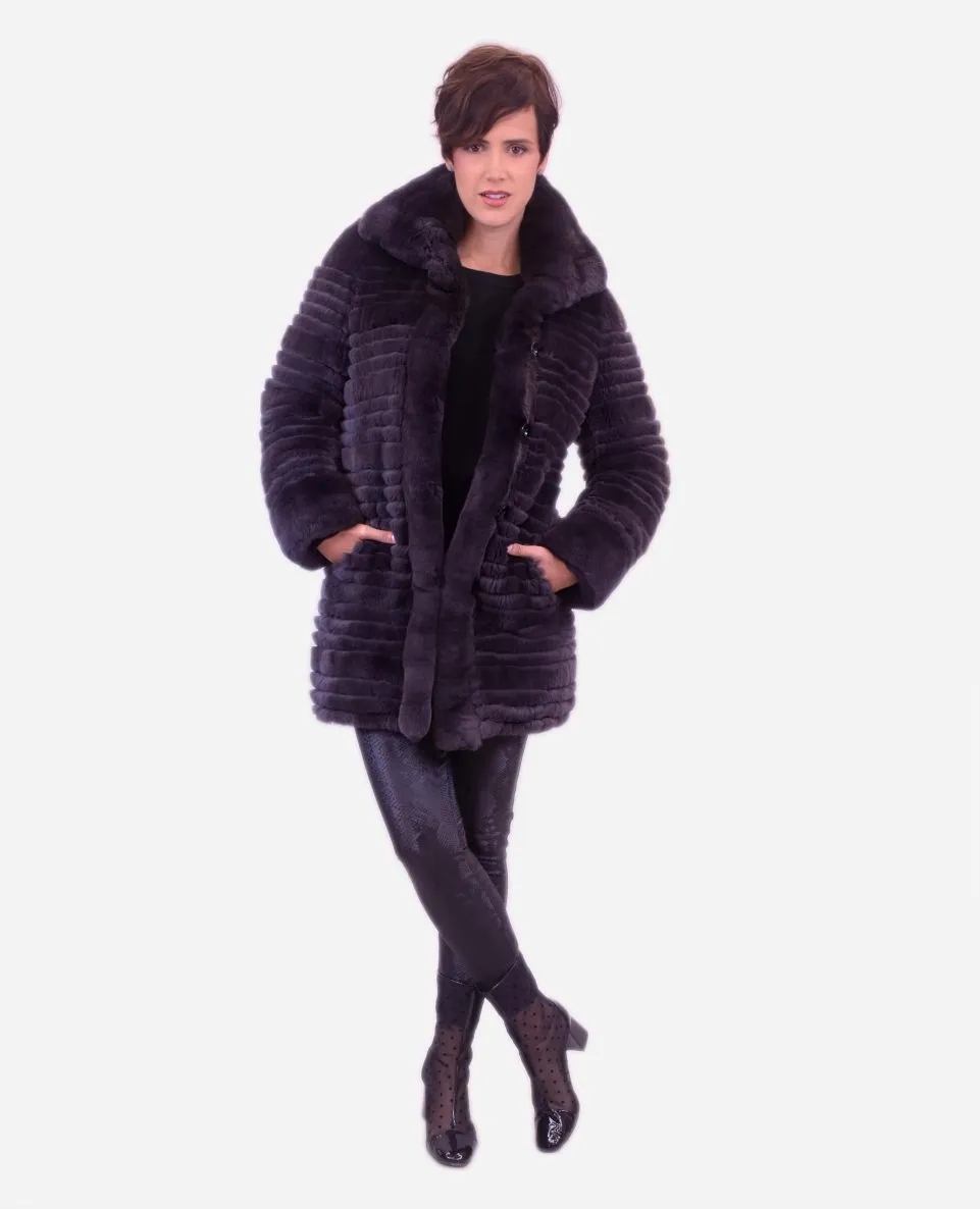 Gabardina reversible de mujer de pelo rex estilo linner
