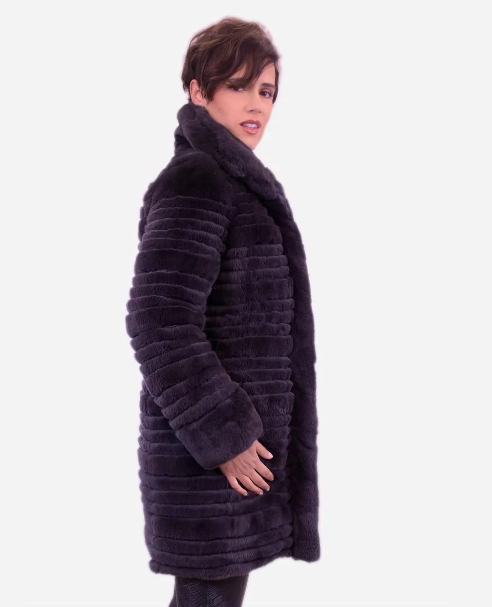 Gabardina reversible de mujer de pelo rex estilo linner