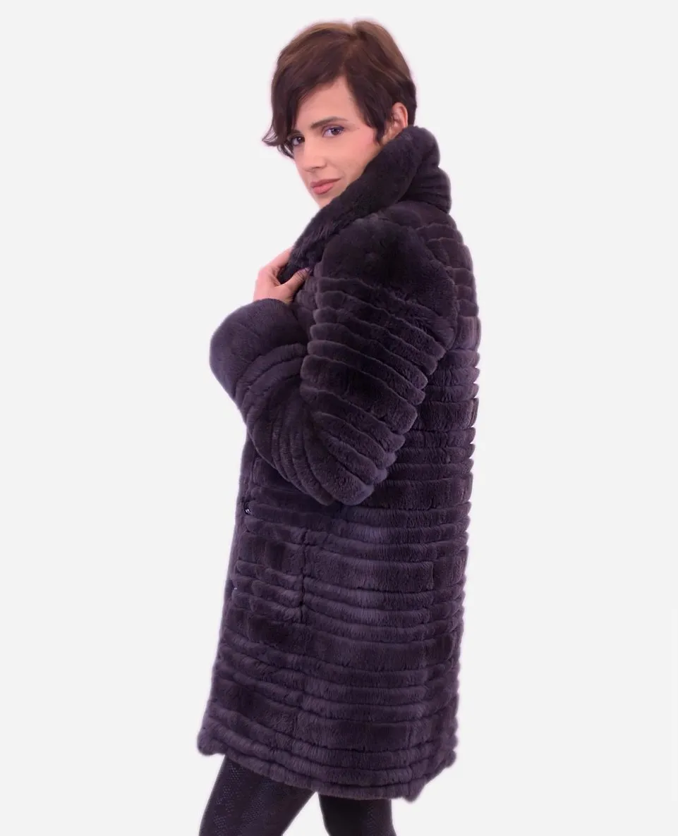 Gabardina reversible de mujer de pelo rex estilo linner