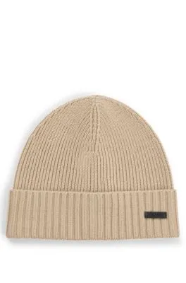 Gorro de punto de canalé en lana merino