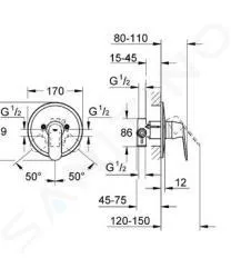 GROHE EUROSMART COSMOPOLITAN  GRIFO DE DUCHA EMPOTRADO, CROMO 32880000