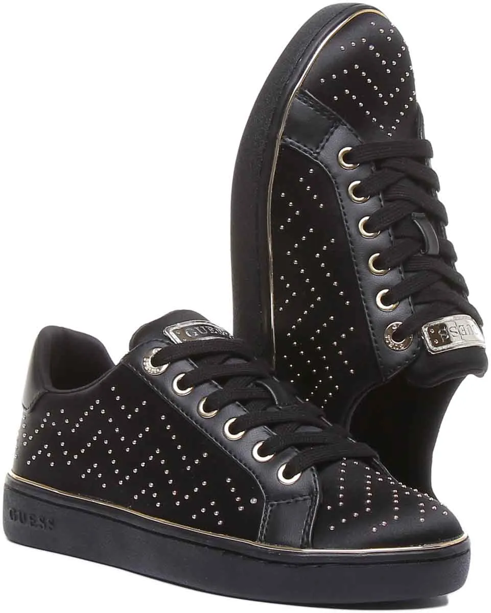 Guess Bikram 2 Active Zapatillas de deporte sintéticas con cordones para mujer en negro dorado