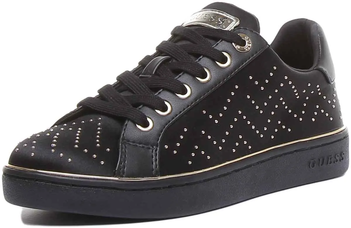 Guess Bikram 2 Active Zapatillas de deporte sintéticas con cordones para mujer en negro dorado