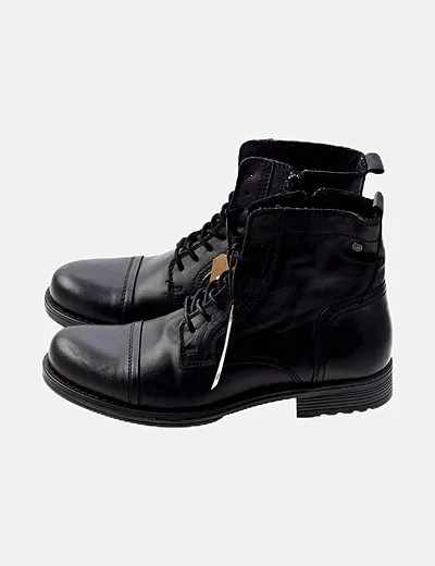Jack & Jones Bota negra cuero
