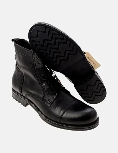 Jack & Jones Bota negra cuero