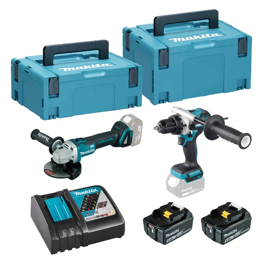 Kit Combo 18V LXT ®DLX2413TJ DGA504Z+DHP486Z+BL1850BX2 5AH Makita