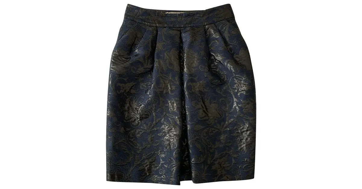 Marni Falda de brocado de verano Azul oscuro 