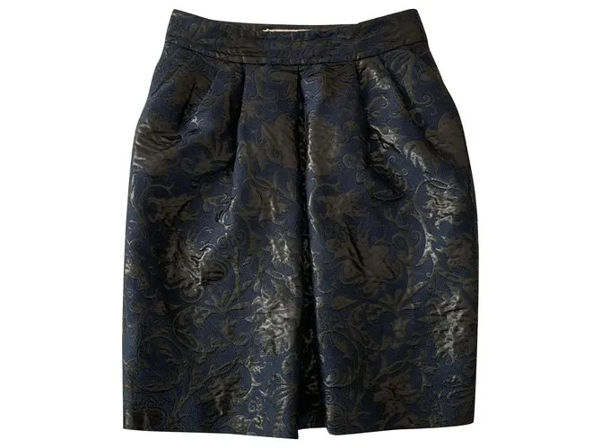 Marni Falda de brocado de verano Azul oscuro 