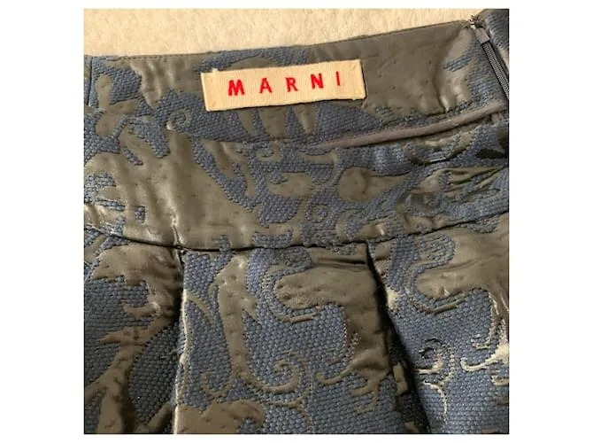 Marni Falda de brocado de verano Azul oscuro 