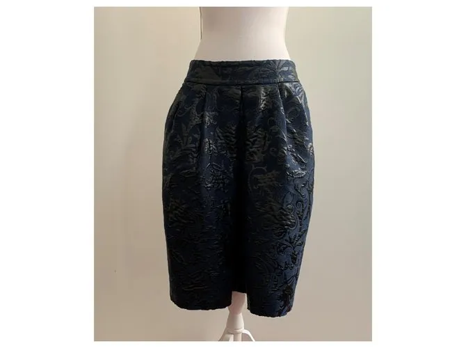 Marni Falda de brocado de verano Azul oscuro 