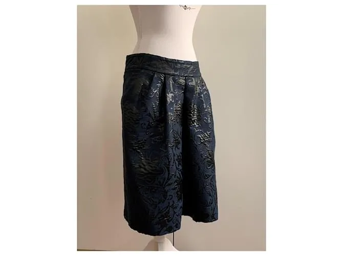 Marni Falda de brocado de verano Azul oscuro 