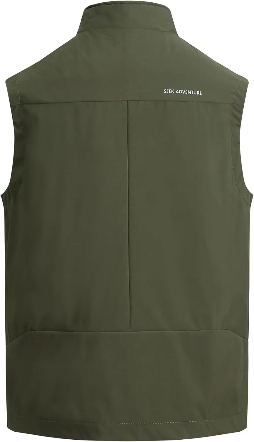 MeiLayM Hombres Chaleco de Pesca Al Aire Malla Casual Chaleco Respirable Chaleco Bolsillo Múltiple chaqueta sin mangas Camping F