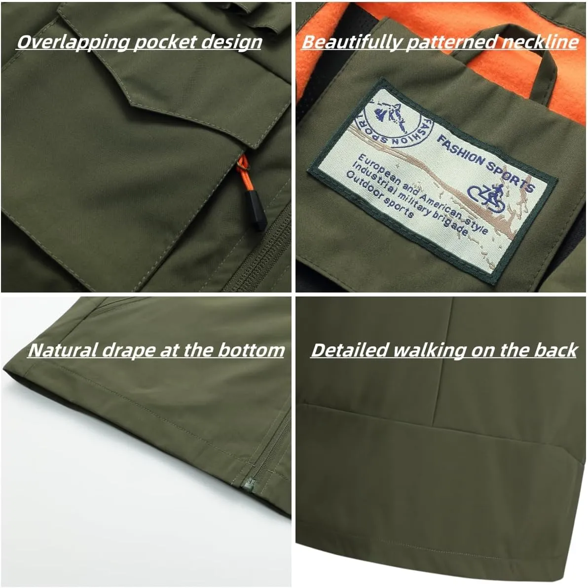 MeiLayM Hombres Chaleco de Pesca Al Aire Malla Casual Chaleco Respirable Chaleco Bolsillo Múltiple chaqueta sin mangas Camping F