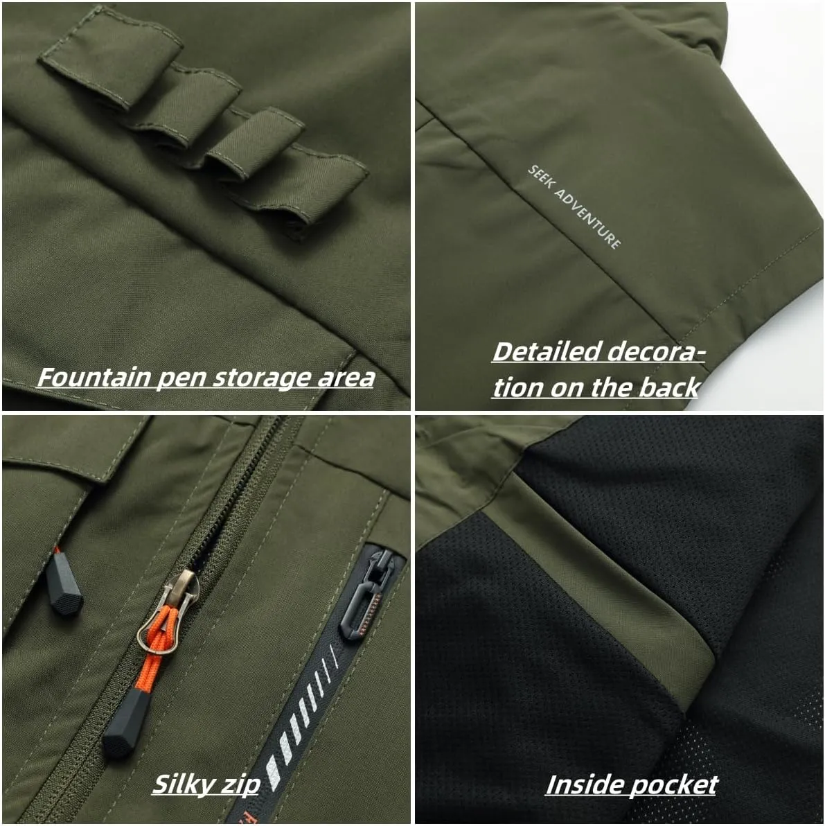 MeiLayM Hombres Chaleco de Pesca Al Aire Malla Casual Chaleco Respirable Chaleco Bolsillo Múltiple chaqueta sin mangas Camping F