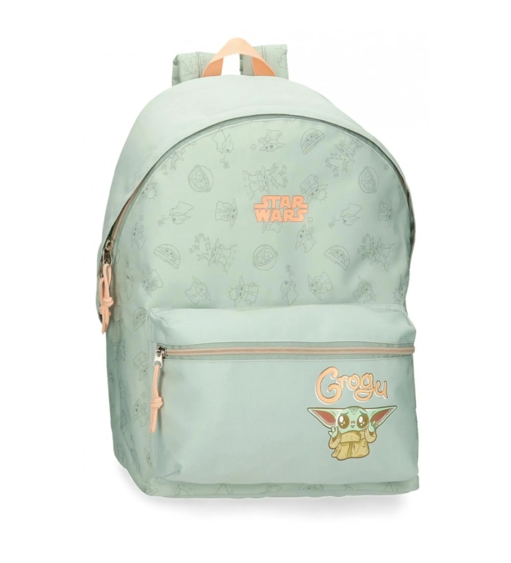 Mochila escolar Grogu con porta tablet verde