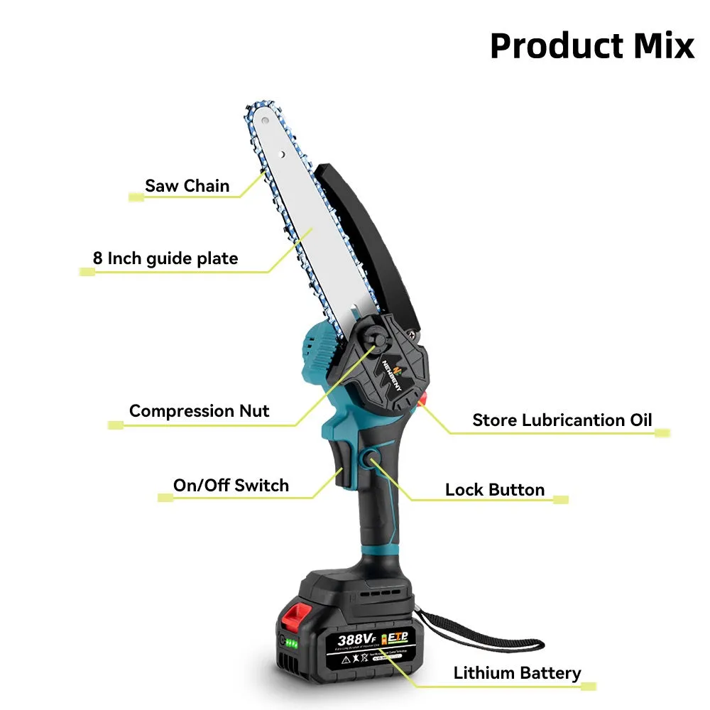 NewBeny 8 Inch Brushless Cordless Chainsaw For Makita 18V Battery