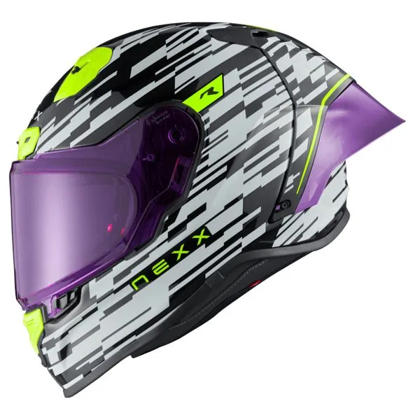 Nexx X.R3R Glitch Racer White Neon + Kit Bluetooth BT Mini 