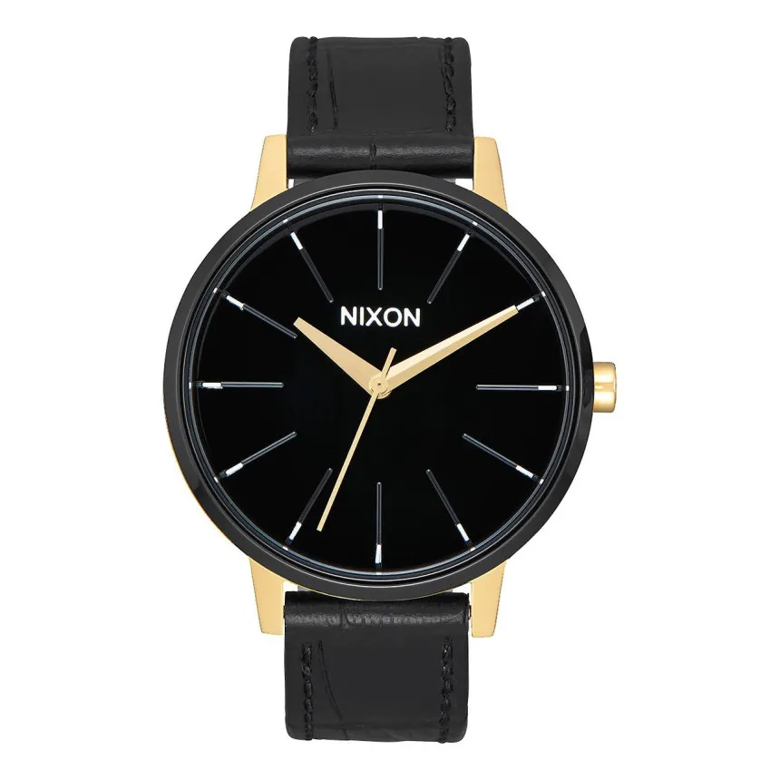 Nixon Reloj Kensington Leather Gold Black White