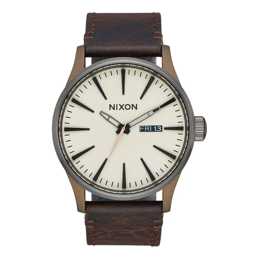 Nixon Reloj Sentry Leather Bronze Gunmetal