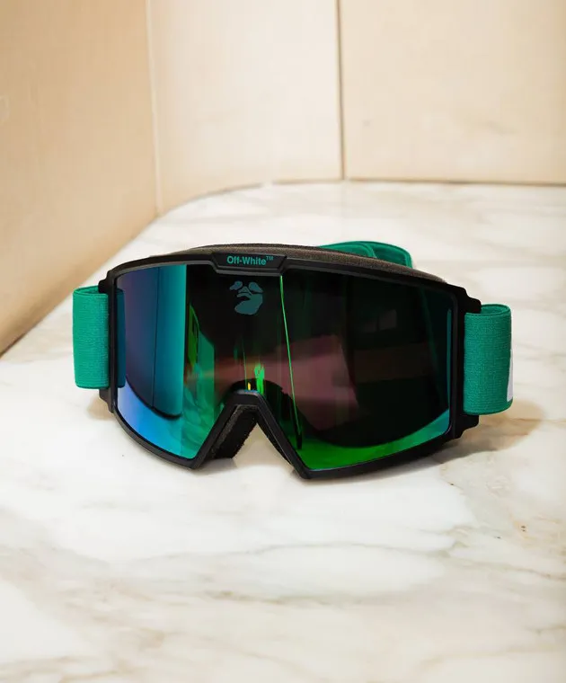 OFFWHITE GREEN SKI GOGGLES WITH LOGO