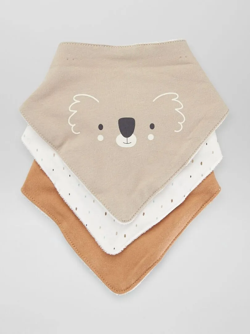 PACK DE 3 BABEROS TRIANGULARES  MARRON