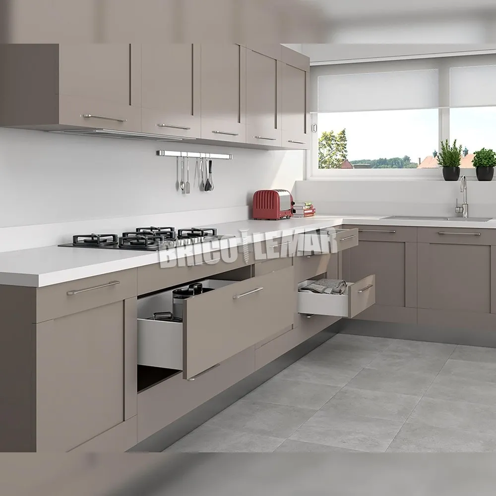Pack de 5 kits para cajones de cocina Concept altura 138mm profundidad 500mm cierre suave acero blanco Emuca
