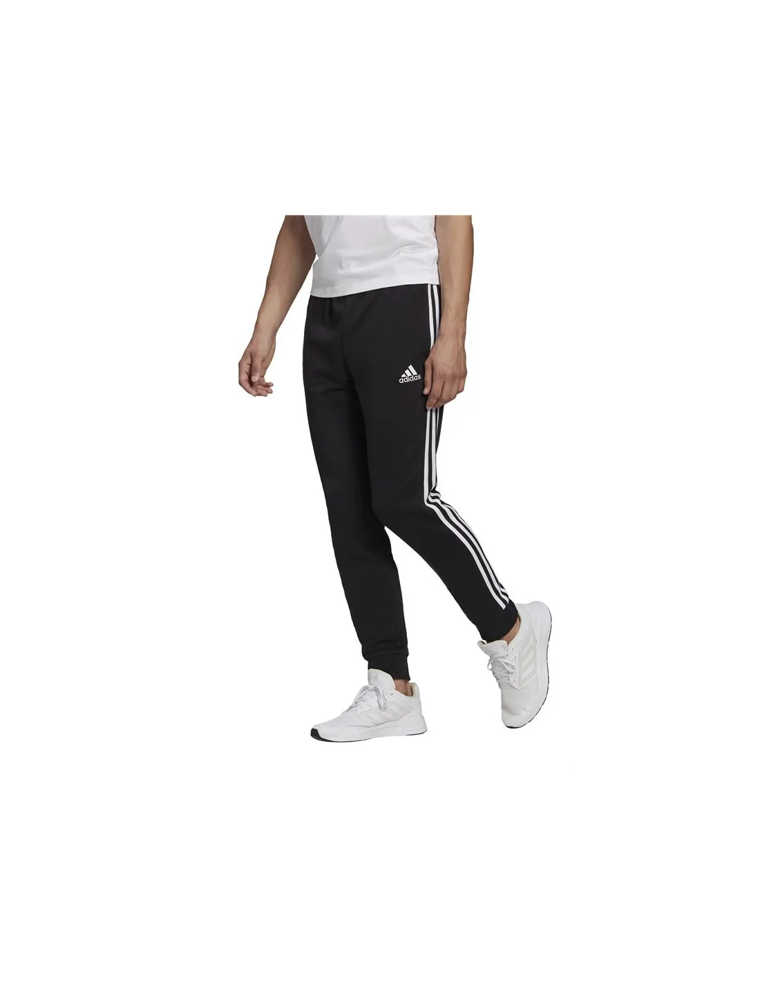 Pantalones largos adidas Essentials French Terry Tapered Cuff 3 bandas M Black