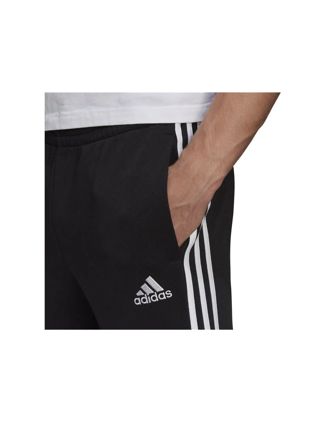 Pantalones largos adidas Essentials French Terry Tapered Cuff 3 bandas M Black