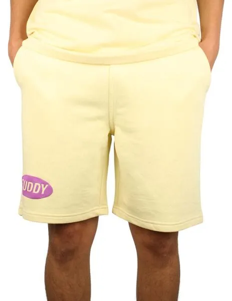 Pantalón corto Buddy amarillo logo morado