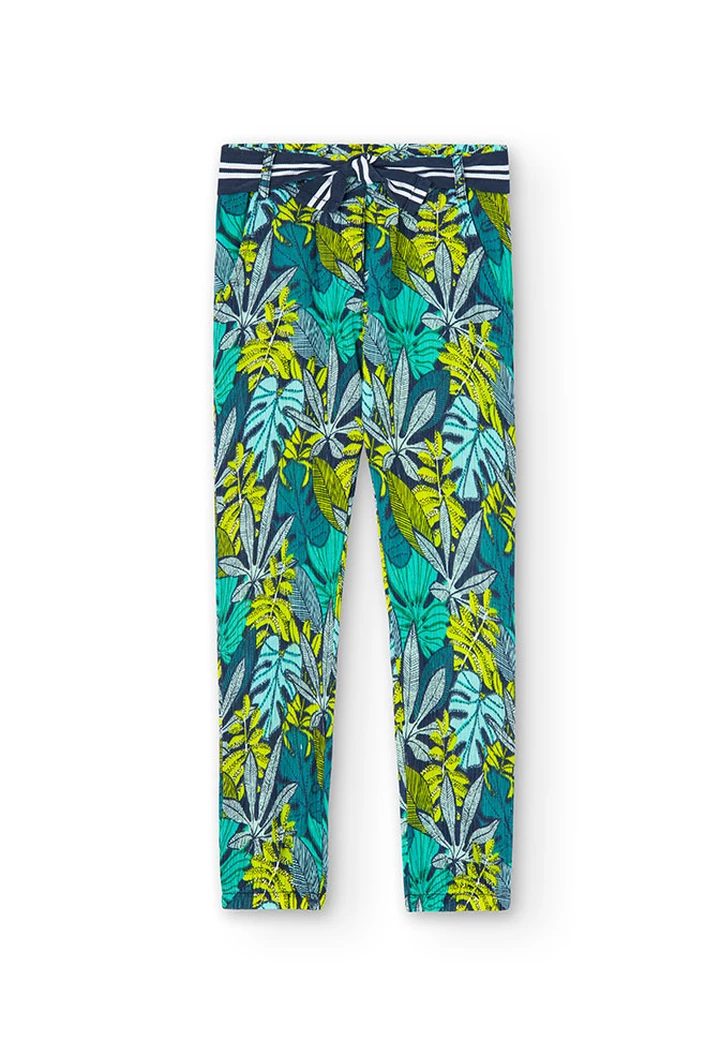 Pantalón de bambula estampado de niña