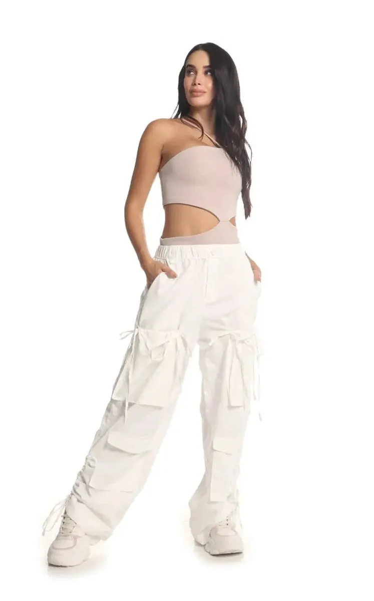 PANTALóN MARFIL TIRAS DE AMARRE  NAVISSI