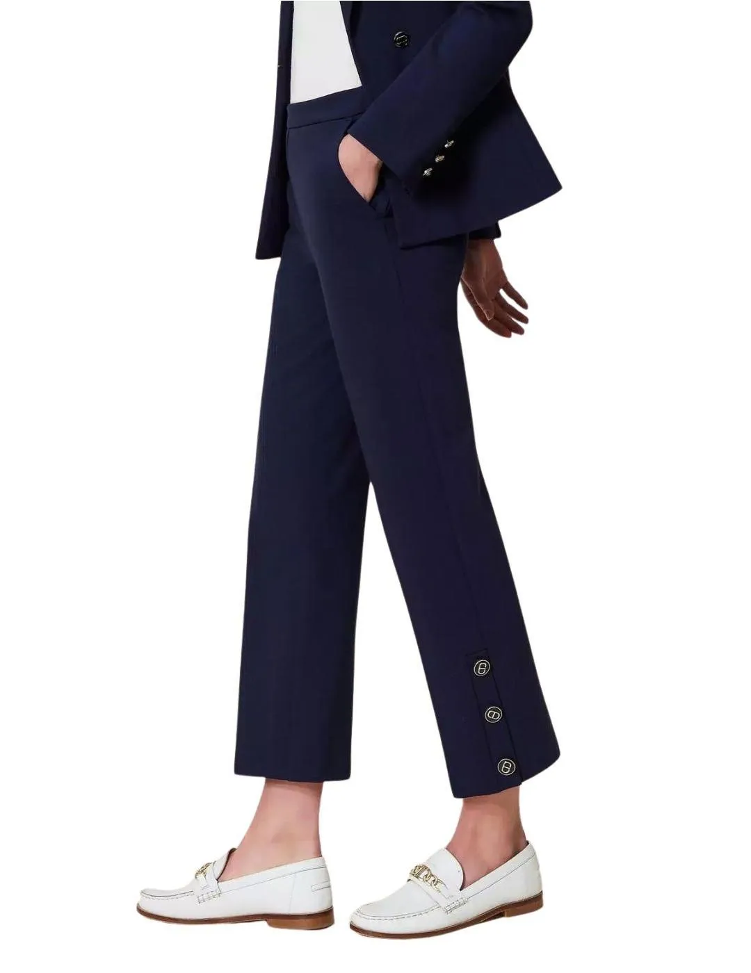Pantalón  TWINSET mujer cropped con botones Oval T