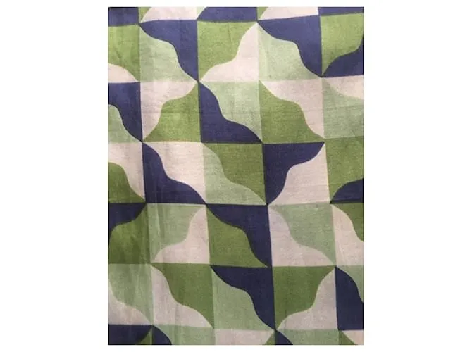 Pañuelo de seda vintage de Nina Ricci Blanco Azul Verde 