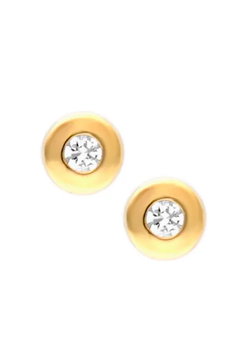 Pendientes bebé oro amarillo 18k chatón redondo
