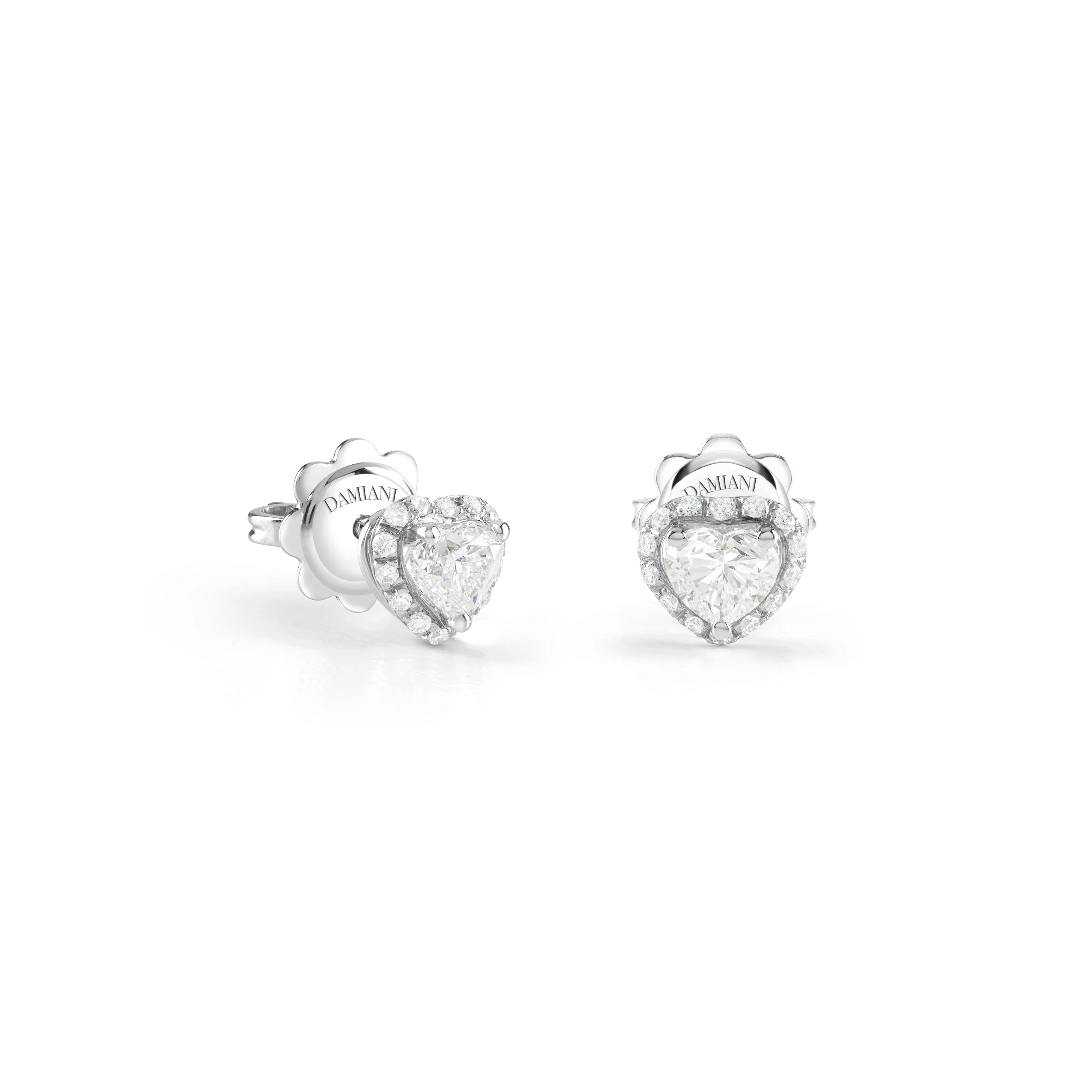 Pendientes de oro blanco y diamante de forma de corazón
