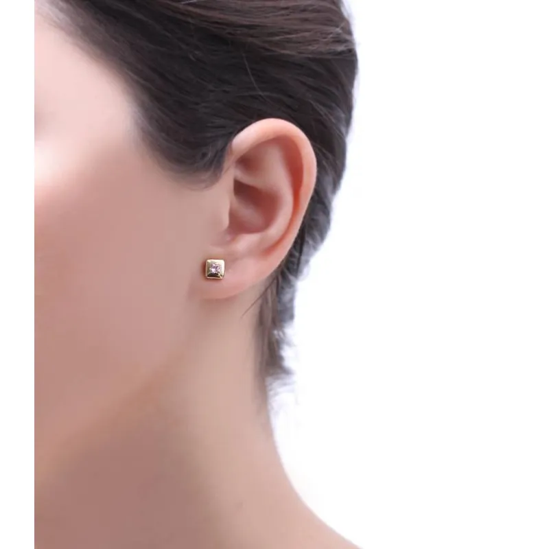 Pendientes Oro Circonita Rosa