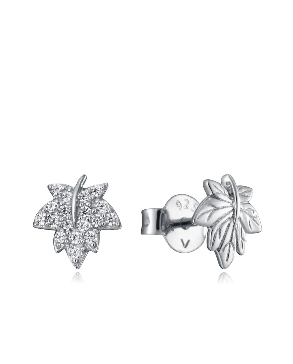 PENDIENTES VICEROY DE PLATA EN FORMA DE HOJAS CON CIRCONITAS 85026E00030