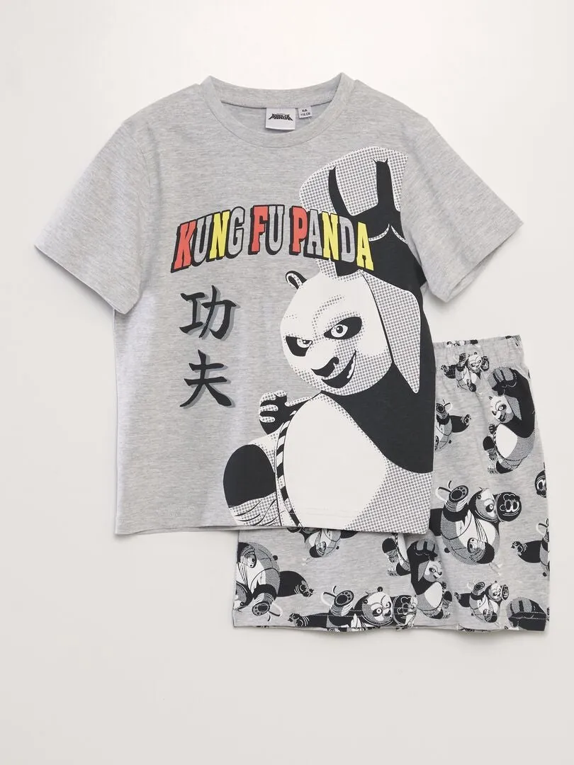PIJAMA CORTO 'KUNG FU PANDA'   2 PIEZAS  GRIS