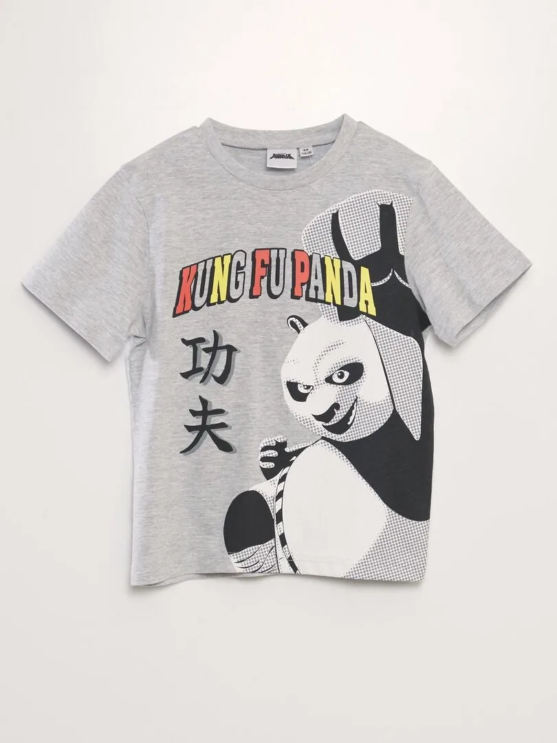 PIJAMA CORTO 'KUNG FU PANDA'   2 PIEZAS  GRIS