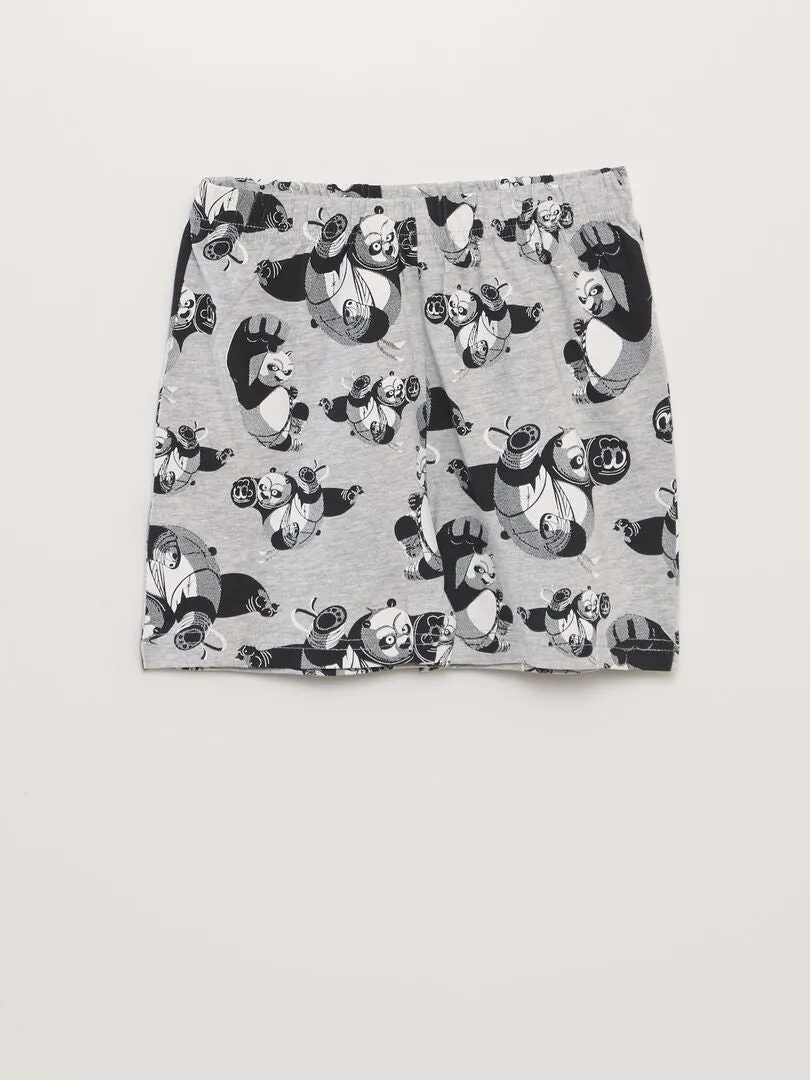 PIJAMA CORTO 'KUNG FU PANDA'   2 PIEZAS  GRIS