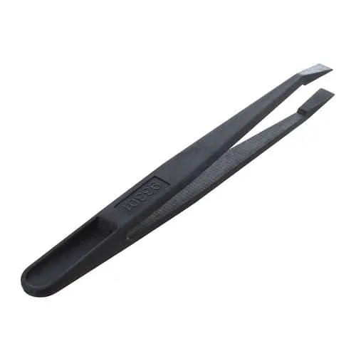 Pinzas Electronica Plastico Punta Plana Antiestatico  Negro