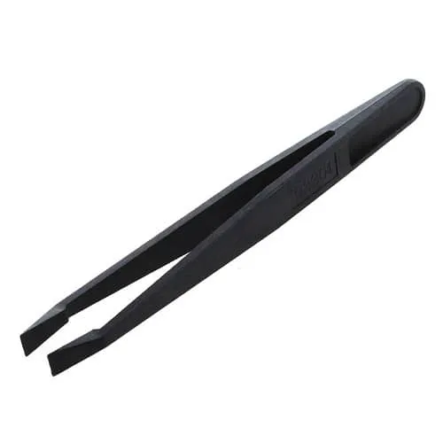 Pinzas Electronica Plastico Punta Plana Antiestatico  Negro