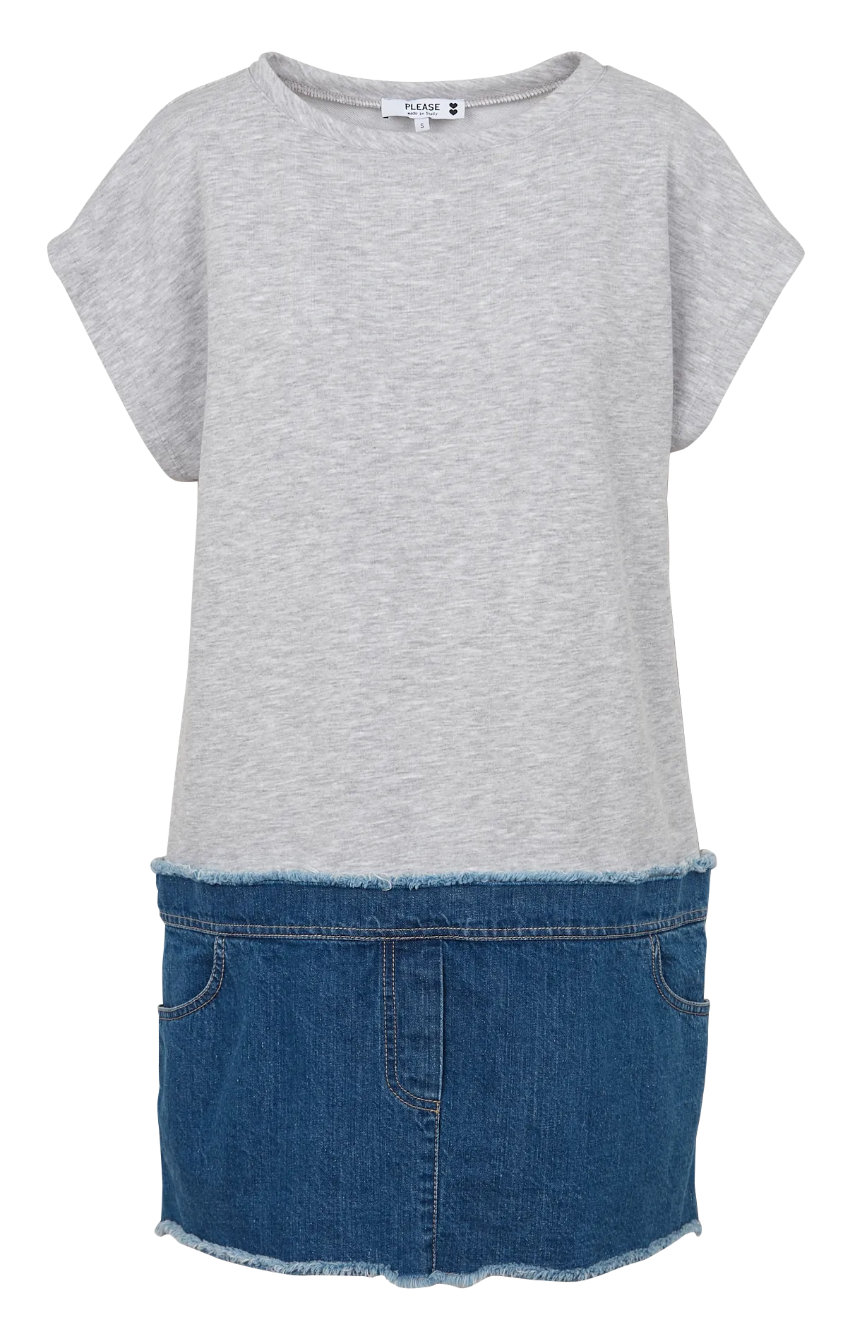 PLEASE Vestido midi holgado con cuello redondo en gris