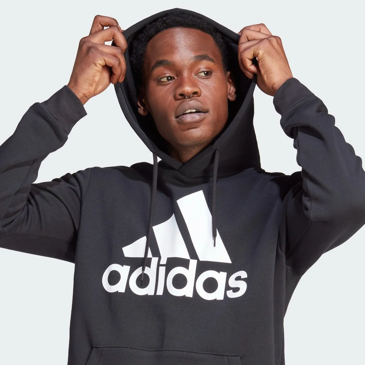 Polerón Lifestyle Hombre Adidas Essentials Fleece Big Logo Negro